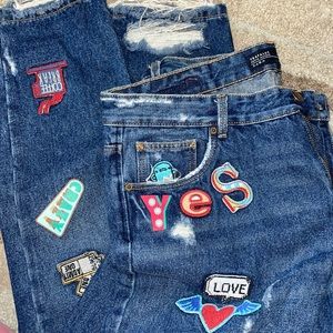 Zara Patched & Ripped Jeans